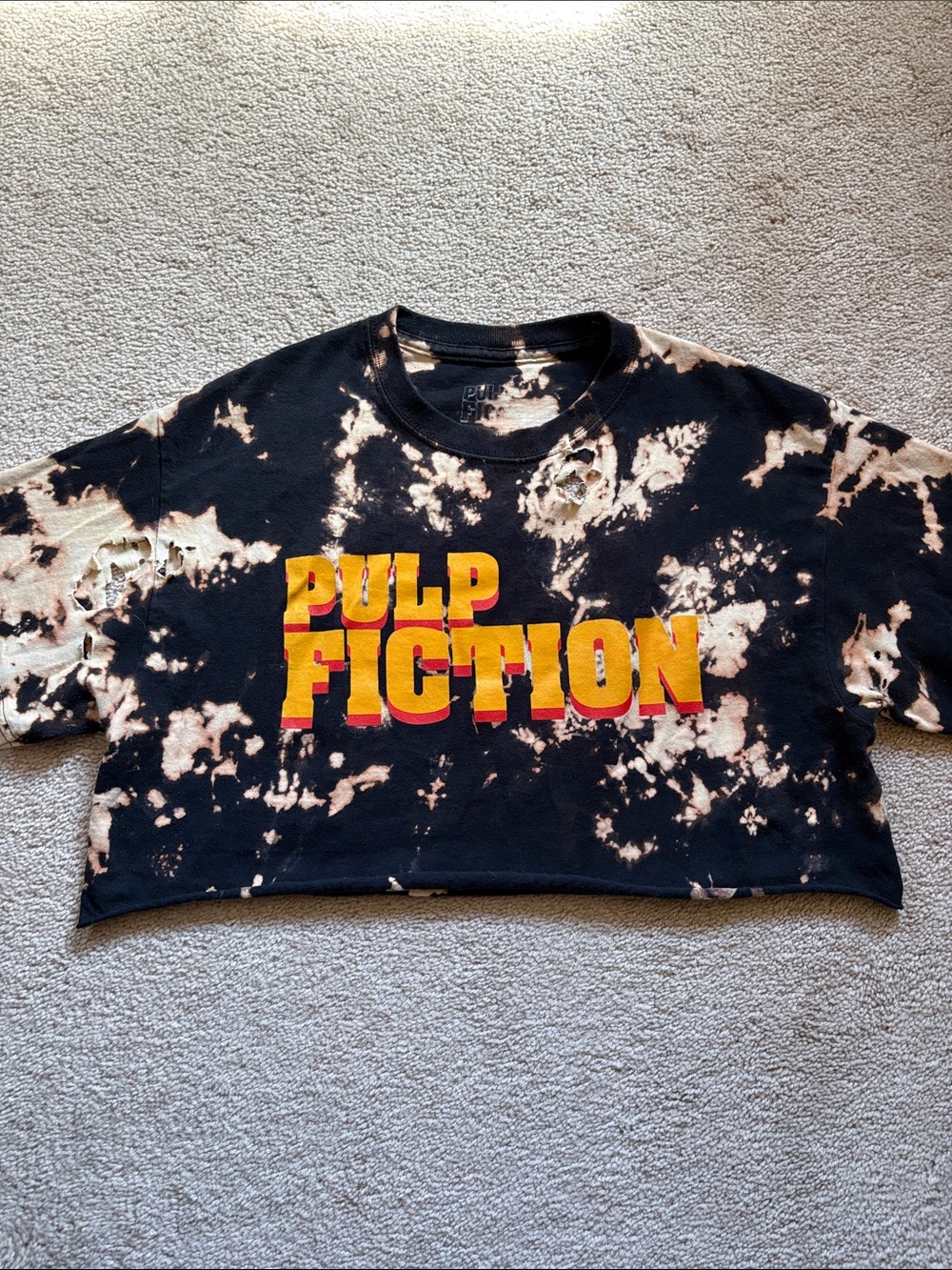 Pulp Fiction Distressed Cropped Tee